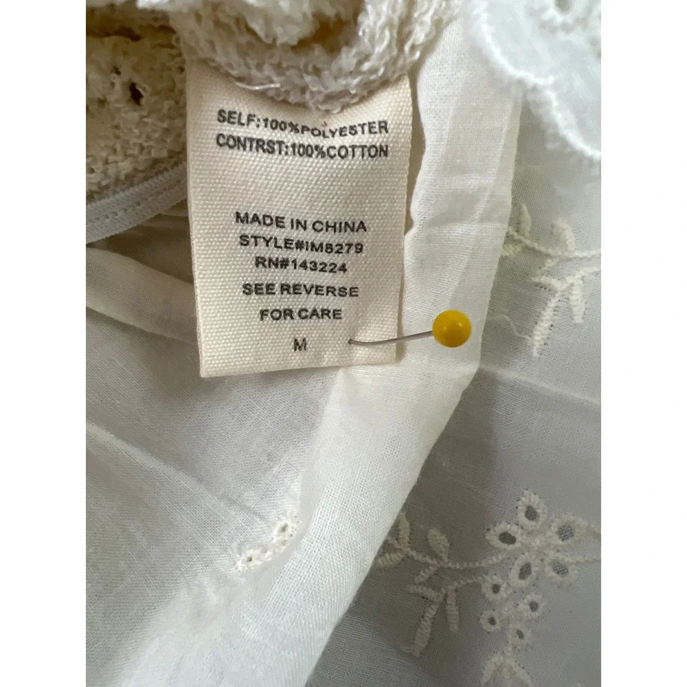 Illa Illa Crochet Top Womens Medium Ivory Eyelet Tiered Coquette Cottage Core - Picture 3 of 8